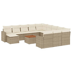 vidaXL Salon de jardin avec coussins 13 pcs beige résine tressée