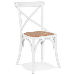 Alterego Chaise de cuisine rétro 'CHABLY' en bois blanc CHABLY