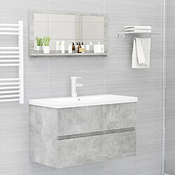 vidaXL Miroir de salle de bain Gris béton 80x10,5x37cm Bois ingénierie pas cher