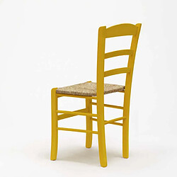 Ahd Amazing Home Design Chaise en bois et assise en paille pour salle à manger bar et restaurant Paesana, Couleur: Jaune pas cher