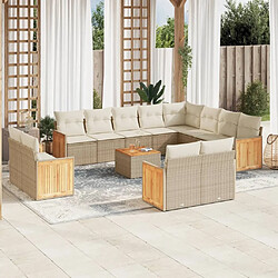 Maison Chic Salon de jardin avec coussins 13 pcs | Ensemble de Table et chaises | Mobilier d'Extérieur beige résine tressée -GKD21297