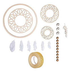 Rayher Kit attrape rêves XL + Disque bois ø 18 cm, perles, ficelle, plumes + masking tape doré à paillettes