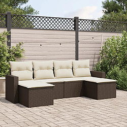 Maison Chic Salon de jardin avec coussins 6 pcs, Ensemble Tables et chaises de jardin, marron résine tressée -GKD500178