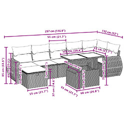 vidaXL Salon de jardin 8 pcs avec coussins noir résine tressée pas cher