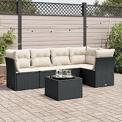 Maison Chic Salon de jardin 6 pcs avec coussins | Ensemble de Table et chaises | Mobilier d'Extérieur noir résine tressée -GKD18756