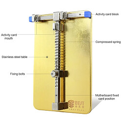 Avis Wewoo BST- 001C Carte en acier inoxydable à souder dessouder la fixation de réparation de de circuit imprimé Outil de de téléphone cellulaire Or