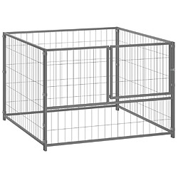 Helloshop26 Chenil extérieur cage enclos parc animaux chien argenté 100 x 100 x 70 cm acier 02_0000233