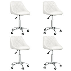 vidaXL Chaises pivotantes à manger lot de 4 Blanc Similicuir