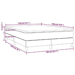 vidaXL Sommier à lattes de lit avec matelas Gris foncé 140x190cm Tissu pas cher