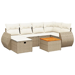 vidaXL Salon de jardin avec coussins 7 pcs beige résine tressée