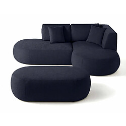 Lisa Design Santorini - canapé modulable d'angle droit + pouf - 4 places - en tissu texturé