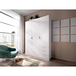 Vente-Unique Armoire 3 portes et 3 tiroirs - L121 cm - Blanc - LISTOWEL