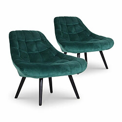 Paris Prix Lot de 2 Fauteuils en Velours Johan 102cm Vert