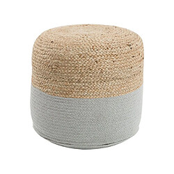 Beliani Pouf en coton et jute gris clair 46 x 48 cm DALAMA