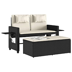 Acheter Maison Chic Banc inclinable de jardin avec coussins| Banc d'extérieur noir résine tressée -GKD71638