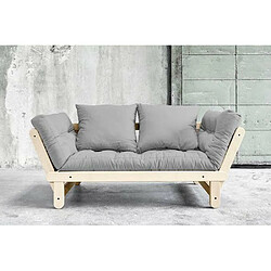 Inside 75 Banquette méridienne futon BEAT pin naturel tissu gray couchage 75*200 cm. pas cher