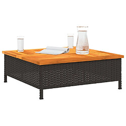 Acheter Maison Chic Table de jardin | Table d'extérieur noir 70x70x25 cm résine tressée et bois acacia -GKD63388