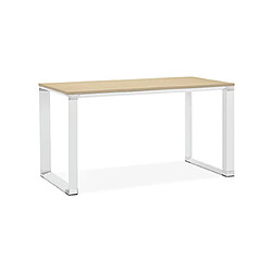 Mes Bureau design 140x70x74 cm plateau naturel et métal blanc - WARNY