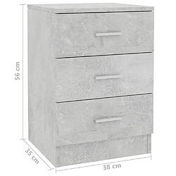 vidaXL Table de chevet Gris béton 38x35x56 cm Bois d'ingénierie pas cher