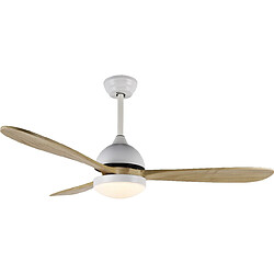 Avis Bimar Ventilateur de plafond Cauro - Réglable, fiable - Marron, Blanc en Métal, Bois, 132x39,5x132 cm