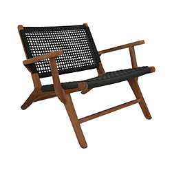 Mes Fauteuil de jardin 80x80x67 cm en teck marron et noir