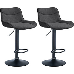 Non Lot de 2 tabourets de bar Vonore tissu noir 