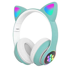 Chrono Chronus Casque - Casque d'oreille de Chat Pliable Bluetooth LED Clignotante Allumer sans Fil Casque d'écoute (vert) 