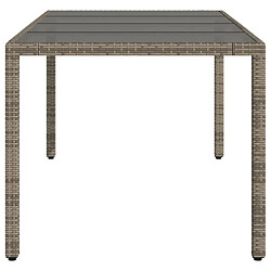 Acheter vidaXL Table de jardin dessus en verre Gris 190x90x75cm Résine tressée