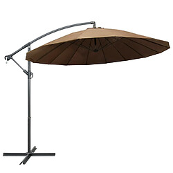 vidaXL Parasol suspendu avec poteau taupe 3 m 