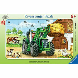 Ludendo Puzzle Cadre 15 Pièces Ravensburger - Tracteur à la Ferme