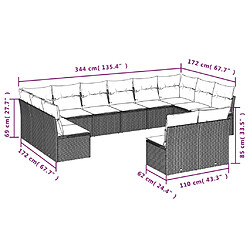 Avis vidaXL Salon de jardin 12 pcs avec coussins noir résine tressée