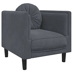 vidaXL Fauteuil avec coussin gris foncé velours