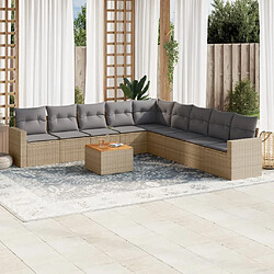 vidaXL Salon de jardin et coussins 10 pcs mélange beige résine tressée 