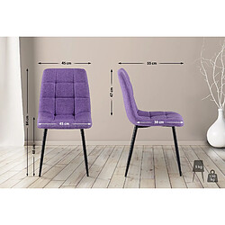 Decoshop26 Lot de 4 chaises de salle à manger en tissu violet pieds métal noir design moderne et confortable CDS10414