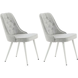 Venture Home Chaise en tissu matelassé Velvet Deluxe (Lot de 2) gris et blanc.