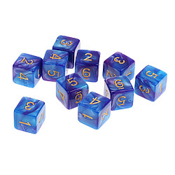 Avis 10pcs 6 sided dés d6 dés poliédrique pour les jeux de table des donjons et des dragons bleu violet