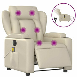 Maison Chic Fauteuil Relax pour salon, Fauteuil de massage inclinable électrique crème similicuir -GKD20190