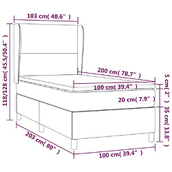 Acheter vidaXL Sommier à lattes de lit matelas et LED Crème 100x200 cm Tissu