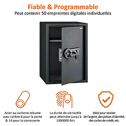 Coffre-fort biométrique à empreintes digitales acier carbone? 50FIC - 50 l, 50 empreintes digitales différentes max, pour stockage