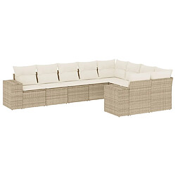 vidaXL Salon de jardin avec coussins 9 pcs beige résine tressée