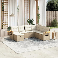 vidaXL Salon de jardin avec coussins 7 pcs beige résine tressée