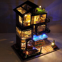 DIY Mini Dollhouse Meubles En Bois Kit, main Grande Maison avec LED Lumière pour Assemblage D'anniversaire Cadeaux pour Enfants Garçons Filles pas cher