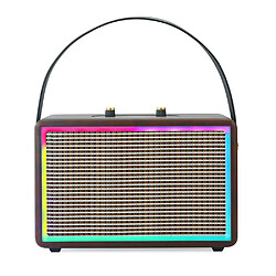 Yonis Enceinte Bluetooth Rétro Lumineuse Karaoke Enceinte Bluetooth Rétro Effet Lumineux Coloré Karaoke Audio Extérieur Cuir Marron YONIS