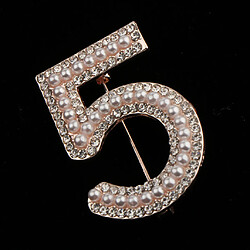 Acheter Mode Femmes Cristal Strass Perle Nombre 5 Broche Broche Bijoux Or