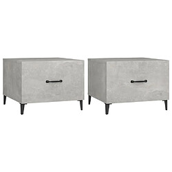 vidaXL Tables basses avec pieds en métal 2 pcs Gris béton 50x50x40 cm