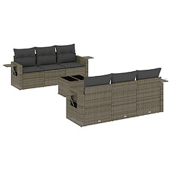 Maison Chic Salon de jardin avec coussins 7 pcs, Ensemble Tables et chaises de jardin, gris résine tressée -GKD226118