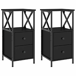 Maison Chic Lot de 2 Tables de chevet,Table de nuit,Table d'appoint pour salon noir 34x35,5x70 cm bois d'ingénierie -MN58953