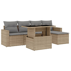 vidaXL Salon de jardin avec coussins 6 pcs beige résine tressée