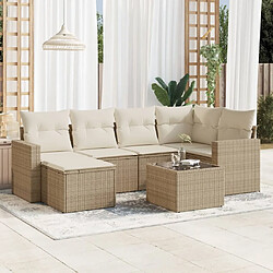 vidaXL Salon de jardin avec coussins 7 pcs beige résine tressée 