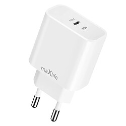 Maxlife Chargeur Mural USB C Power Delivery 20W Charge Ultra Rapide Blanc 